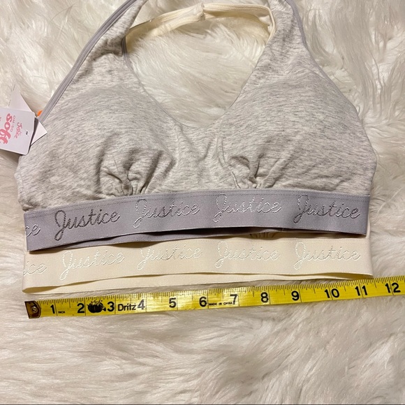 Pair of Justice Bralettes oh so soft behind the neck strap Size 36 New with tags - Picture 6 of 9